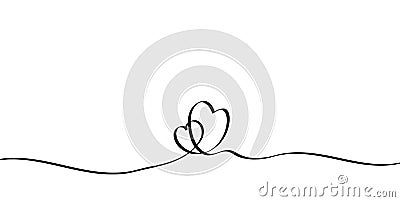 Illustration depicting two hearts in one line. Vector Illustration